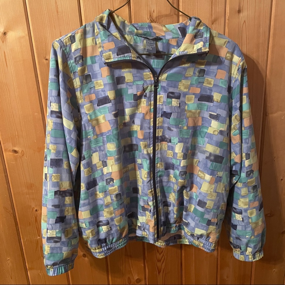Vintage Napa Valley Sport Abstract Print Zip Up Windbreaker
